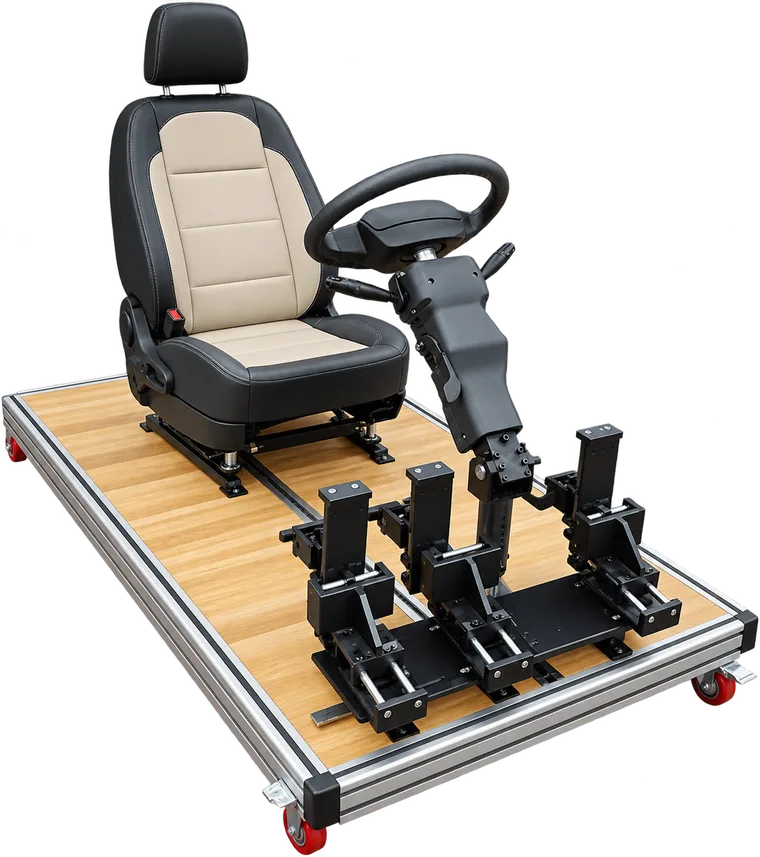 Automation Division seat and pedal assembly on a platform
